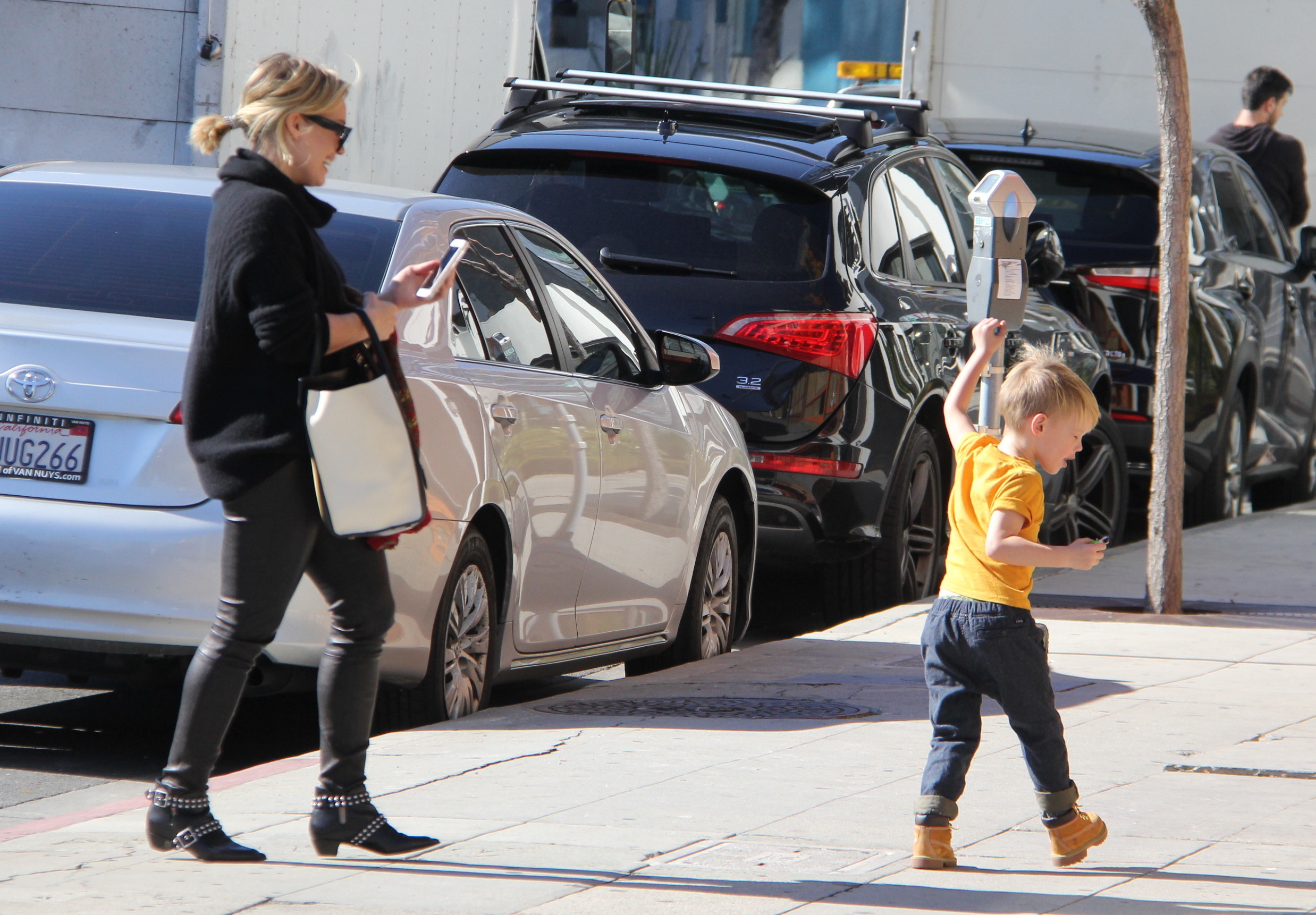 Hilary Duff's Son, Luca Dances On The Sidewalk