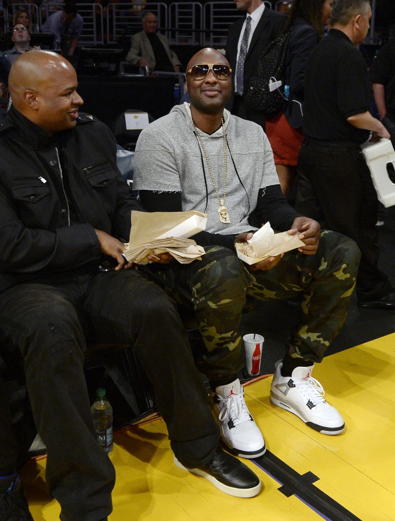 Lamor Odom Watches The Heat vs Lakers at Staples Center