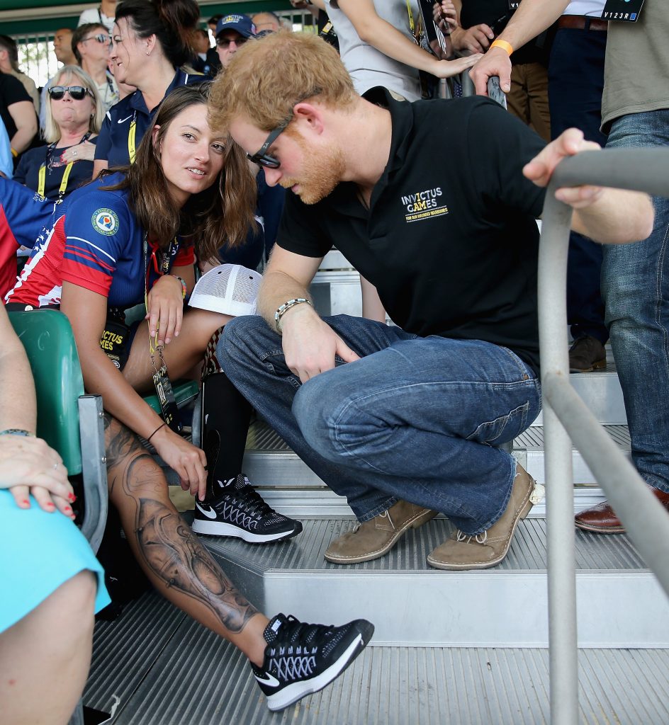 Prince Harry Chats With Sgt. Elizabeth Marks