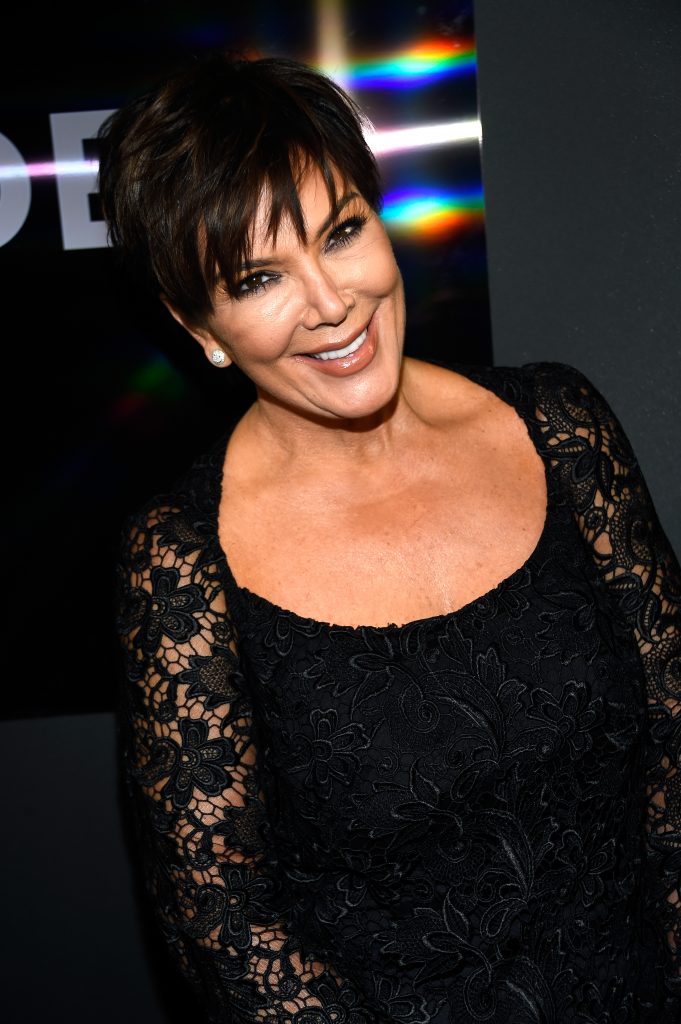 Kris Jenner black lace dress