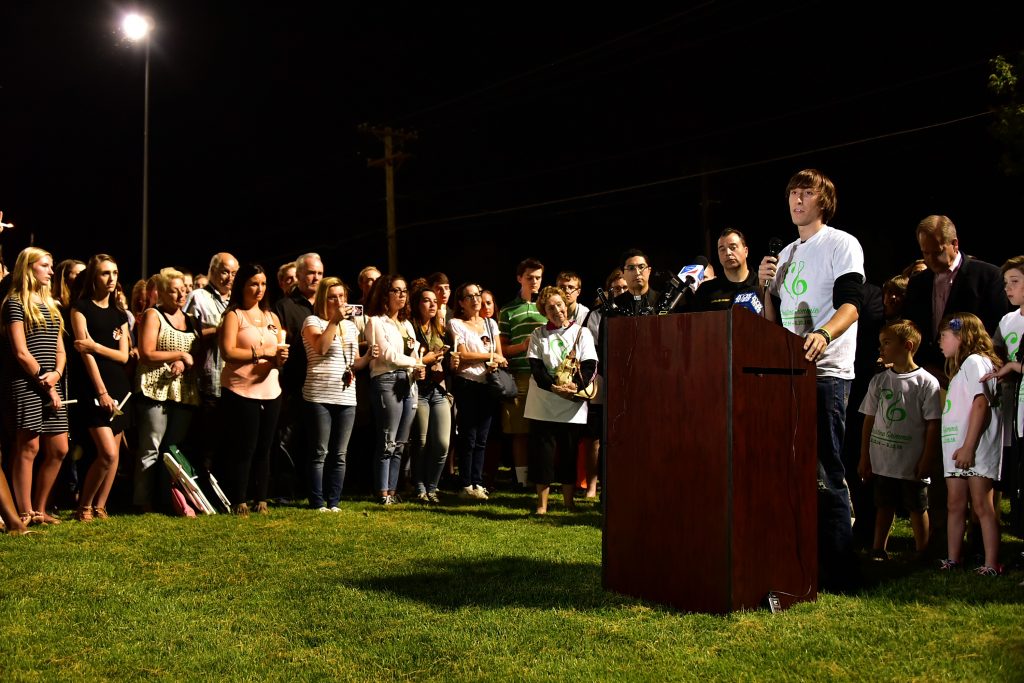 Mark Grimmie Speaks During His Siste, Christina's Vigil