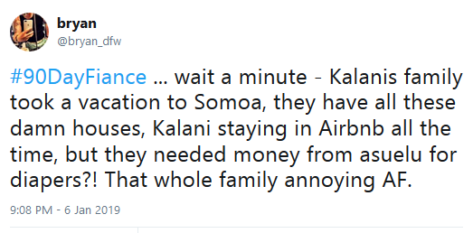 Kalani explained a gripe about Asuelu
