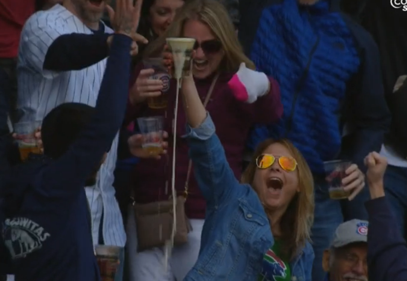 Cubs Fan Catches Foul Ball in Beer Cup, Celebrates with Impressive Chug