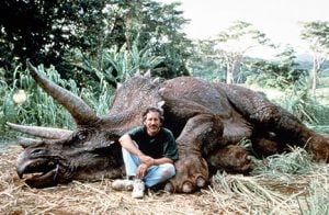 Steven Spielberg and a Triceratops