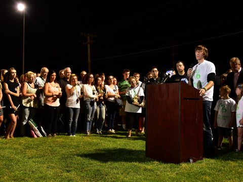 Mark Grimmie Speaks During His Siste, Christina's Vigil