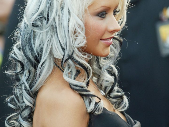 Christina Aguilera Black and Blonde Hair