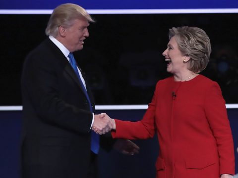 Donald Trump Shakes Hands with Hillary Clinton