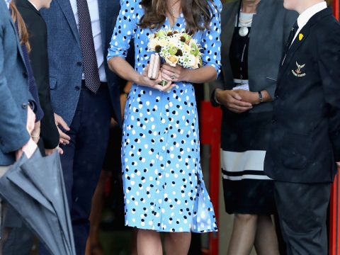 Prince William Kate Middleton Altazurra Blue Dress Stewards Academy