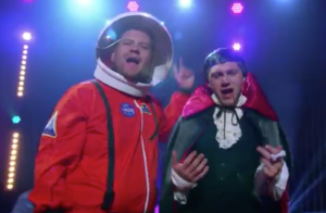 Niall Horan and James Corden in Costume