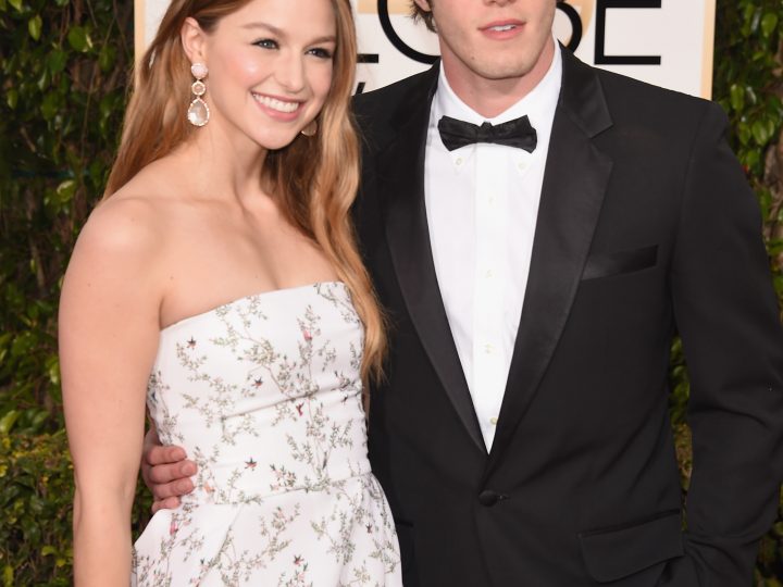Melissa Benoist and Blake Jenner at the Globes