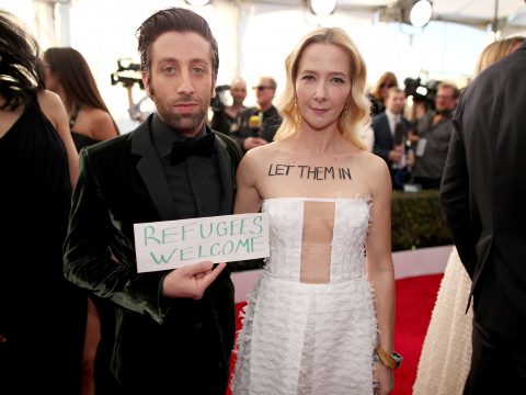 Simon Helberg and Jocelyn Towne SAG Photo