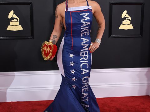 Joy Villa Makes Pro-Trump Fashion Statement at 2017 Grammy Awards