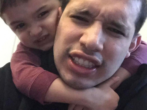 Javi Marroquin with Son