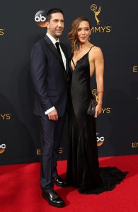 Zoe Buckman and David Schwimmer attend Emmys