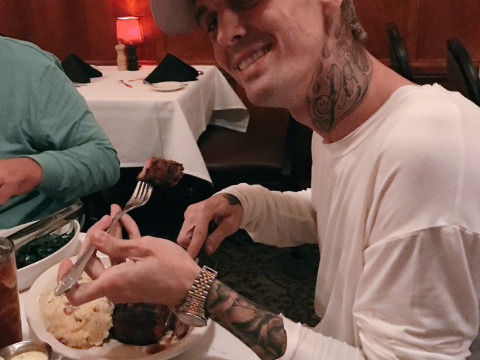 Aaron Carter at Dinner