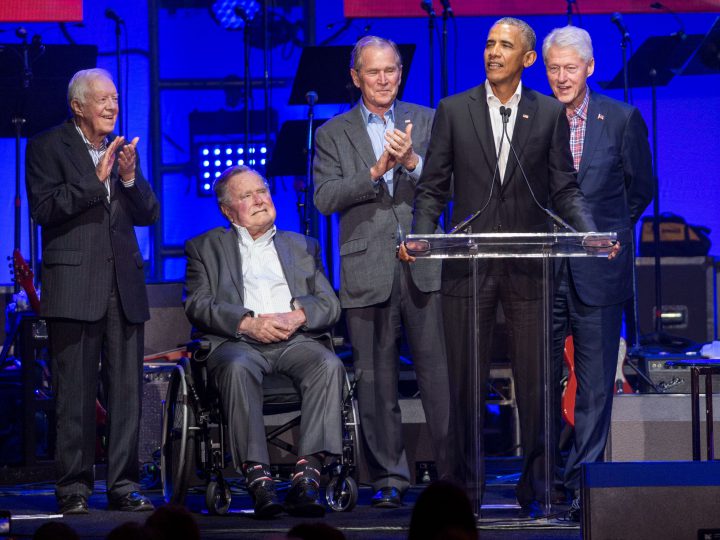 Former Presidents Obama, Bush, and Clinton