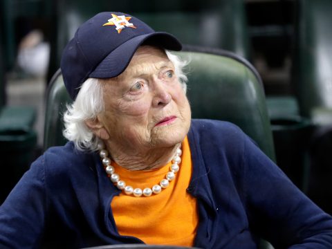 Barbara Bush Attends a Baseball Game