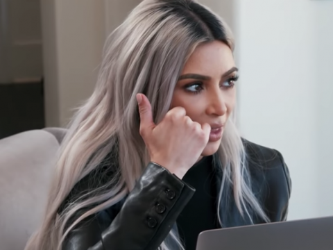 Kim Kardashian at a Computer