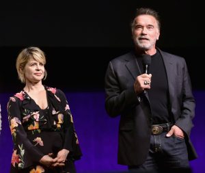 Linda Hamilton and Arnold Schwarzenegger