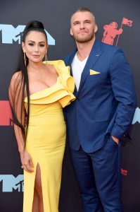 Jennifer Farley and Clayton Carpinello at the VMAs