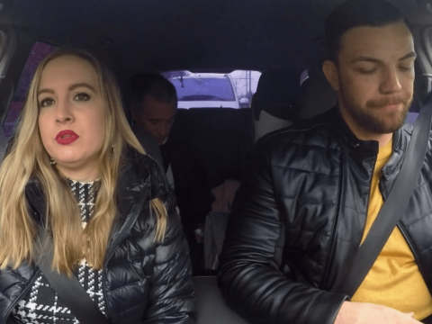 Elizabeth Potthast and Andrei Castravet in the Car