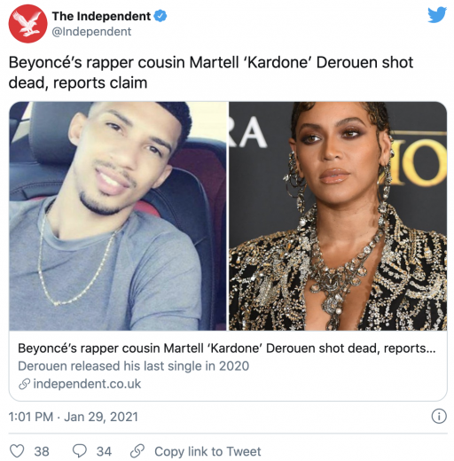 Beyonce Loses Cousin; Rapper Martell Derouen Shot Dead The Hollywood