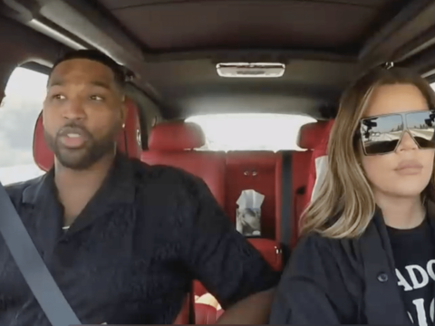 Tristan Thompson and Khloe Kardashian in Car