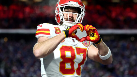 Travis Kelce with a heart