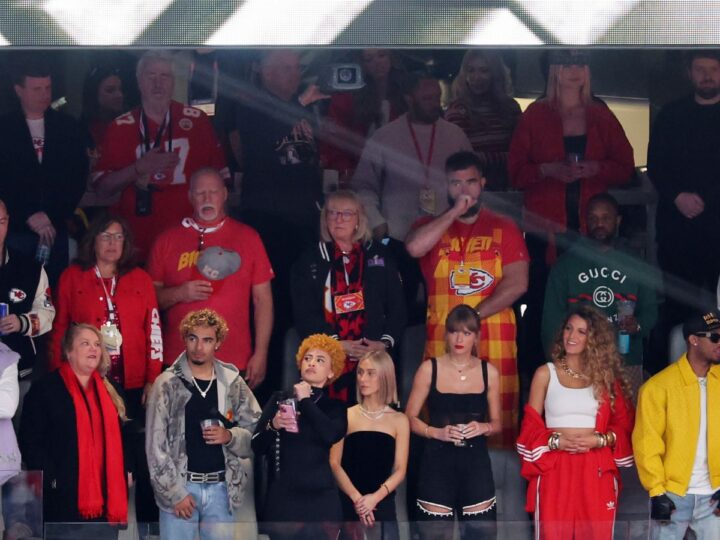 Taylor Swift’s Dad Bonds With Travis Kelce’s Dad At Super Bowl: Photo