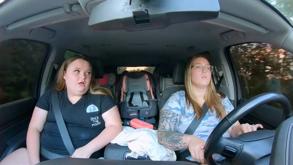 Alana Thompson and Lauryn Shannon in the car.