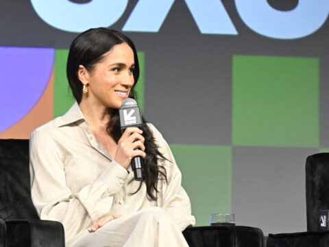 Meghan Markle on the microphone