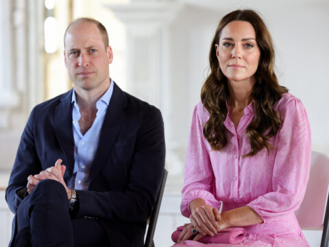 Prince William, Duke of Cambridge and Catherine, Duchess of Cambridge during a visit to Daystar Evangelical Church on March 26, 2022 in Great Abaco, Bahamas.