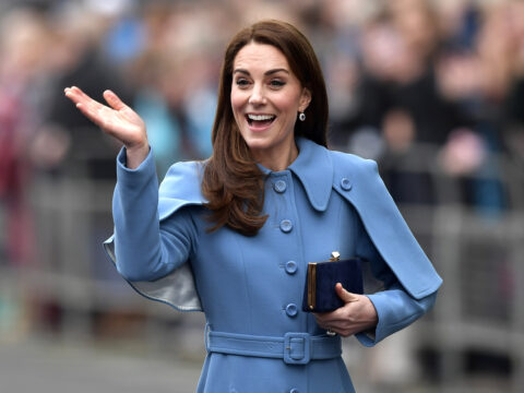 Catherine, Duchess of Cambridge engages in a walkabout in Ballymena town centre on February 28, 2019 in Ballymena, Northern Ireland. Prince William last visited Belfast in October 2017 without his wife, Catherine, Duchess of Cambridge, who was then pregnant with the couple's third child.