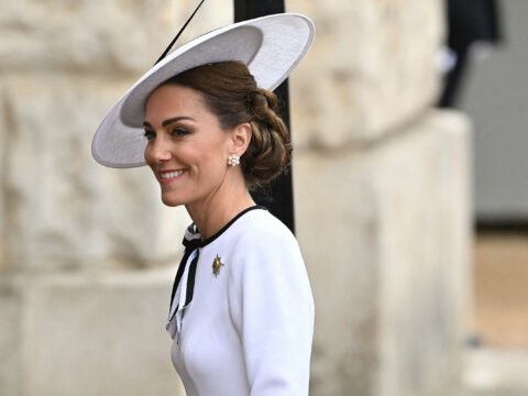Britain's Catherine, Princess of Wales, arrives to Horse Guards Parade for the King's Birthday Parade 
