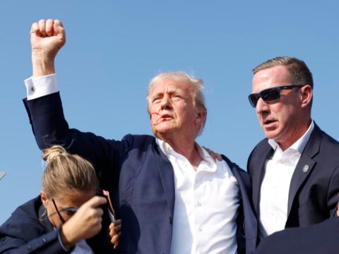 Donald Trump rushed off stage