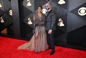 Fantasia Barrino and husband Kendall Taylor arrive for the 66th Annual Grammy Awards