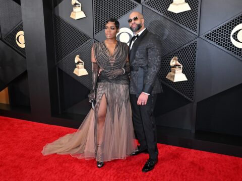 Fantasia Barrino and husband Kendall Taylor arrive for the 66th Annual Grammy Awards