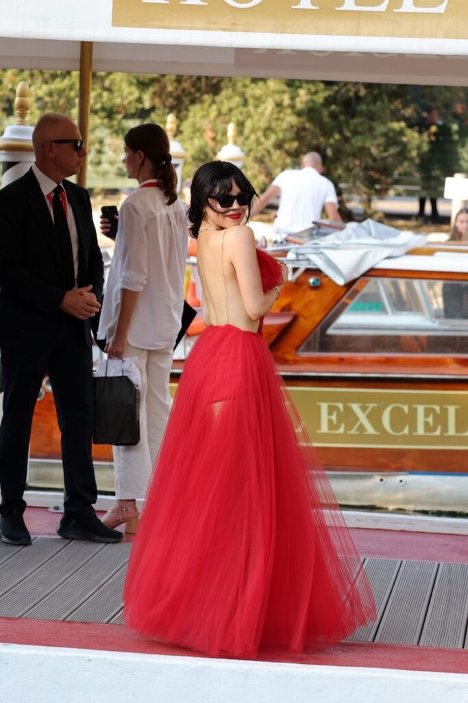 Jenna Ortega looking sexy at the Venice Film Festival in 2024.