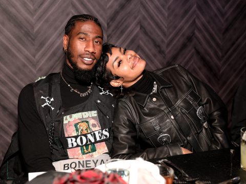 Iman Shumpert and Teyana Taylor attend The Compound and Luxury Watchmaker Roger Dubuis Hosts NBA All-Star Dinner at STK Chicago on February 14, 2020 in Chicago, Illinois.