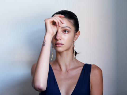 Lucy Markovic poses backstage ahead of the BONDI BORN show at Mercedes-Benz Fashion Week Resort 20 Collections at Totti's Bondi on May 14, 2019 in Sydney, Australia.