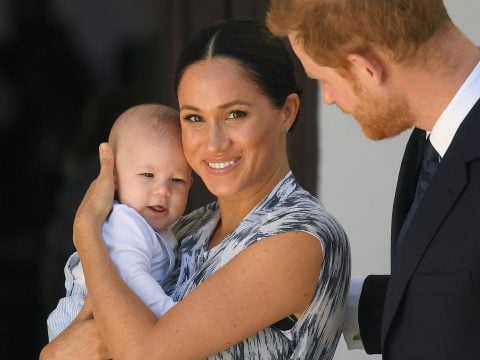 Prince Harry, Duke of Sussex and Meghan, Duchess of Sussex and their baby son Archie Mountbatten-Windsor at a meeting with Archbishop Desmond Tutu at the Desmond & Leah Tutu Legacy Foundation during their royal tour of South Africa on September 25, 2019 in Cape Town, South Africa.