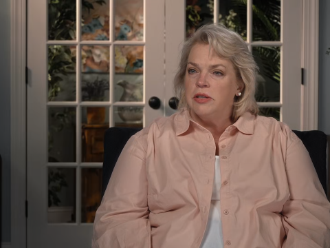 A calm but tearful Janelle Brown.