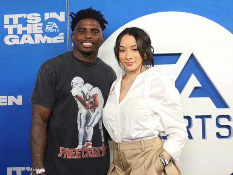 Tyreek Hill and guest arrives at EA Sports presents The Madden Bowl at Orpheum Theater on February 07, 2025 in New Orleans, Louisiana.