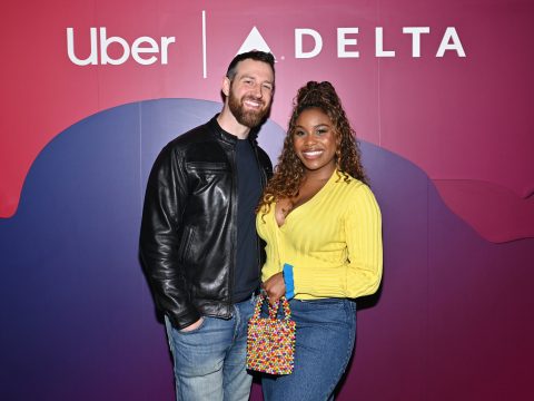 Cameron Hamilton and Lauren Speed-Hamilton attend the Uber and Delta SkyMiles partnership celebration at The Eastern on April 24, 2025 in Atlanta, Georgia.