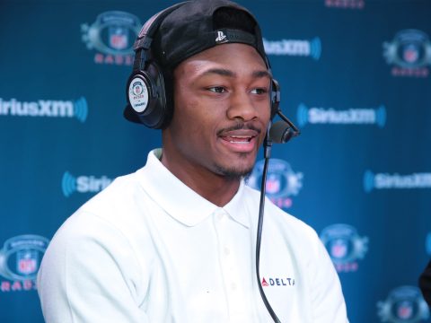 Stefon Diggs of the Minnesota Vikings attends SiriusXM at Super Bowl LII Radio Row at the Mall of America on February 1, 2018 in Bloomington, Minnesota.