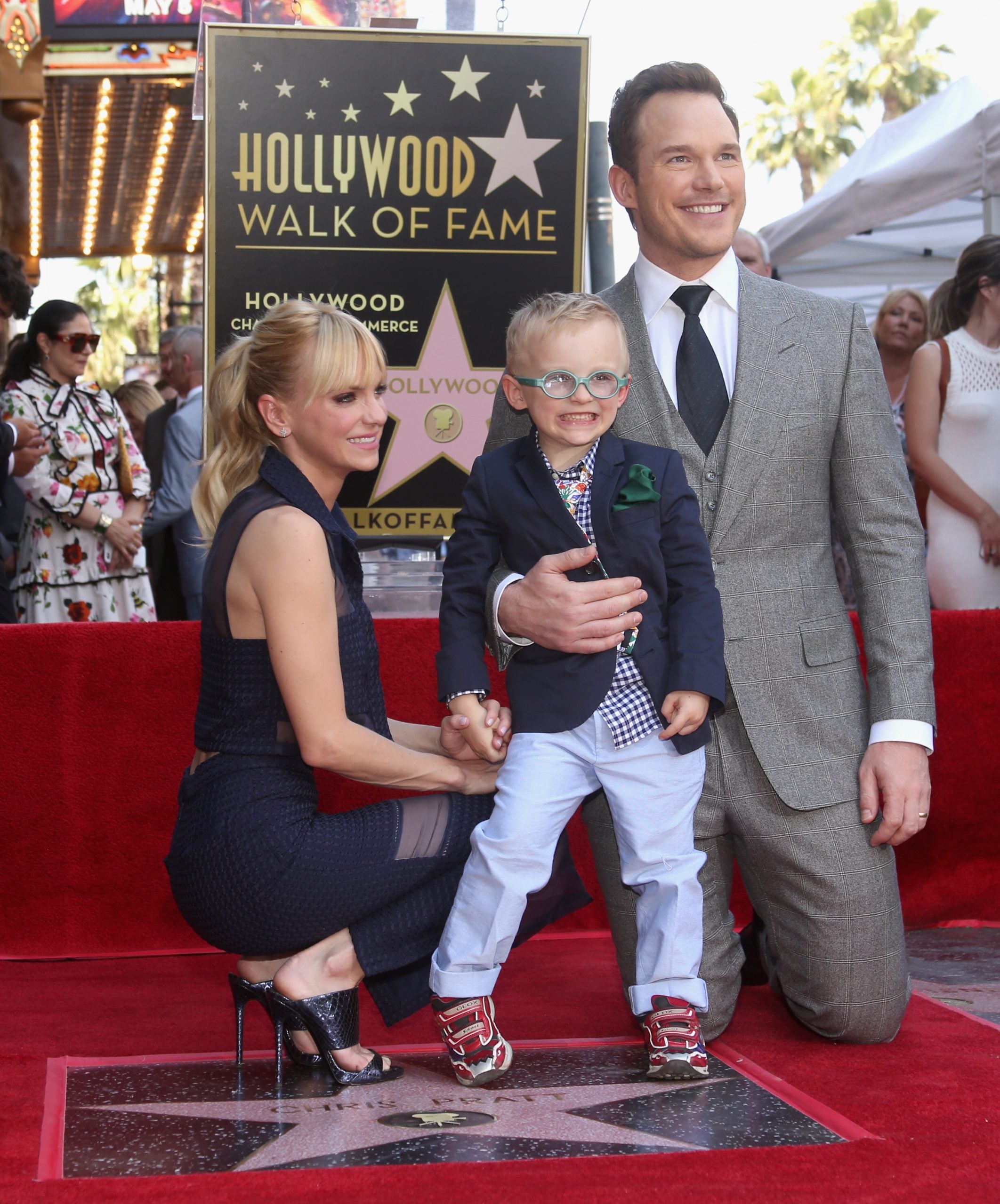 Anna Faris, Jack Pratt and Chris Pratt in 2017.