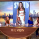 A screenshot of the panelists of The View in 2025 with a photo of Bethenny Frankel behind them.