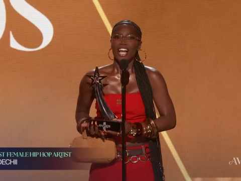 Doechii on stage at the 2025 BET Awards