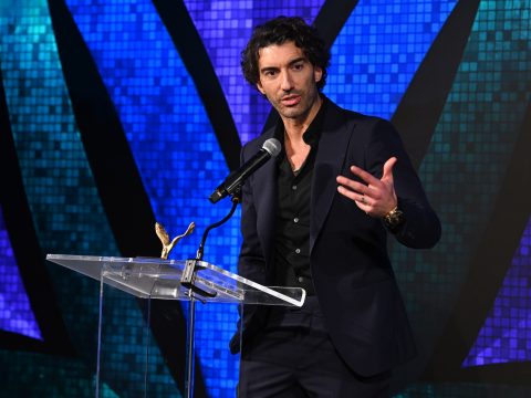 Actor/filmmaker and VOS Honoree, Justin Baldoni speaks onstage at the Vital Voices 12th Annual Voices of Solidarity Awards at IAC Building on December 09, 2024 in New York City.