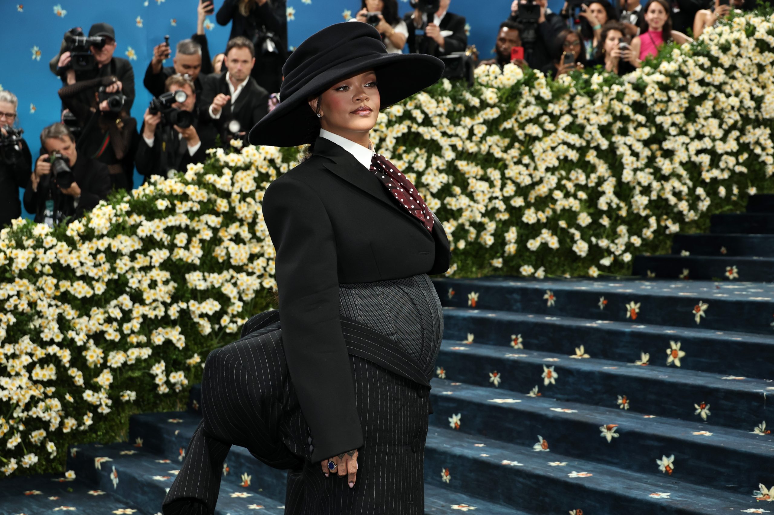 Rihanna at the Met Gala debuting her baby bump on May 5, 2025. Did A$AP Rocky Just Reveal the Sex of Rihanna’s Baby?